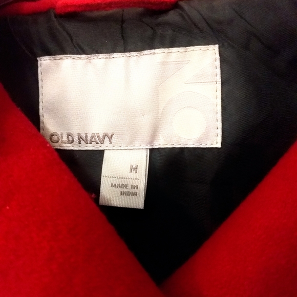 EUC Old Navy Red & Black Classy Double Breasted Cozy Wool Blend Pea Coat Size M - Picture 5 of 5